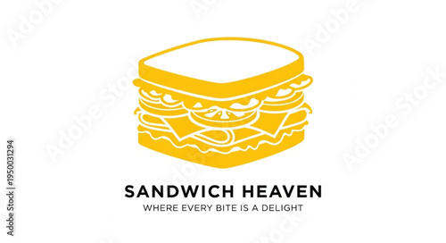 Delicious stacked sandwich logo design with text.