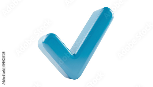 Fotografie Isolated glossy blue checkmark, a smooth 3D render symbol of approval and correctness