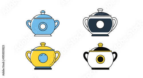 Sugar Bowl Line art vector digital abstract colorful