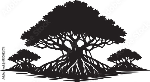 mangrove tree silhouette vector illustration
