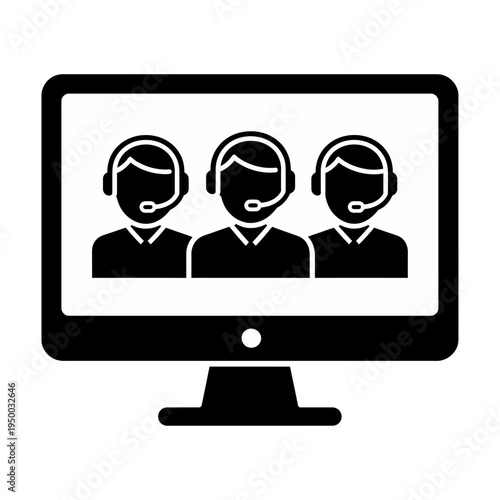 Vector of customer service representatives on a computer screen