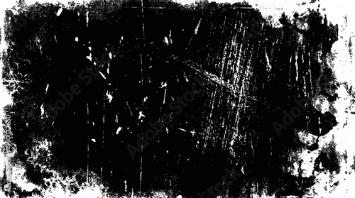 Abstract grunge black and white distressed texture transparent background