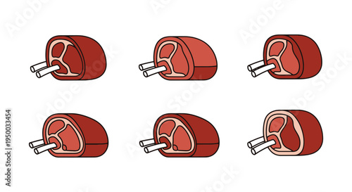 Prime Rib Line art vector set modern pastel abstract color illustration