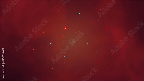 Tableau sur toile Red and deep crimson nebula with scattered points of light