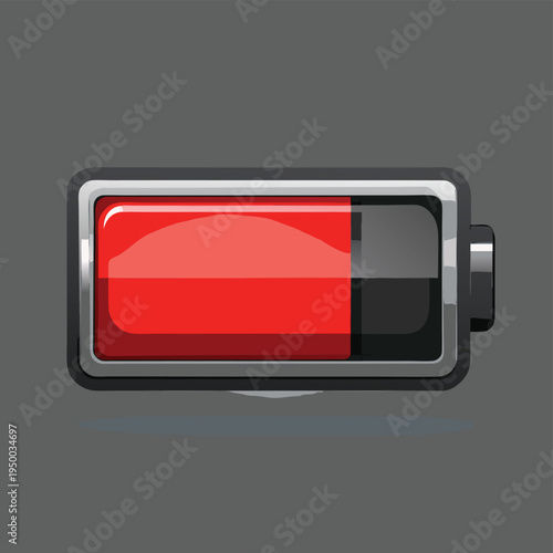 Battery low life level power charge red empty symbol. flat design cartoon icon logo