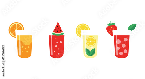 Summer Fruit Juice Line art minimal abstract color vector design