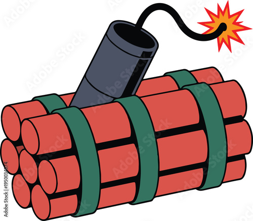 Dynamite Stick Bomb Exploding Cartoon white background