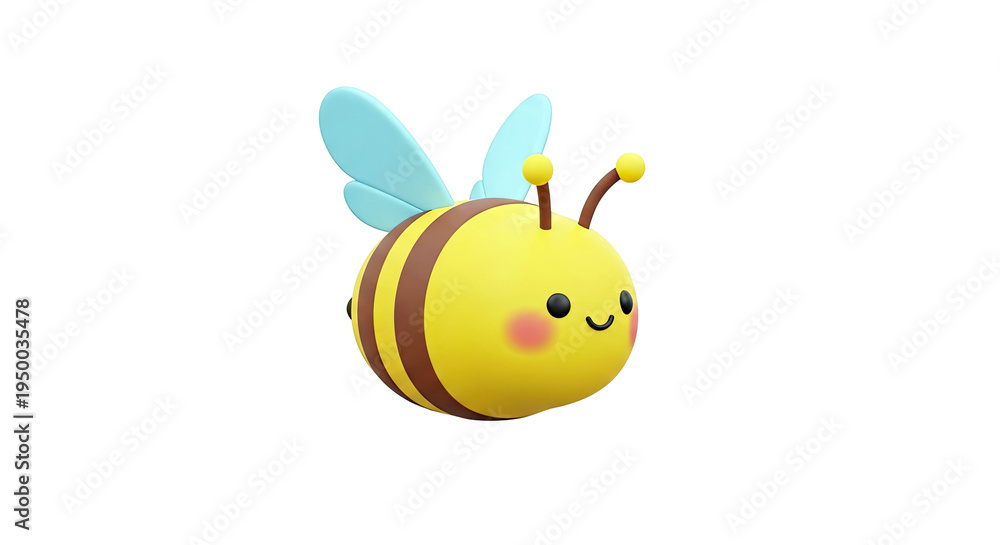 Obraz premium Cute 3D Render of a Cartoon Bee with Blue Wings