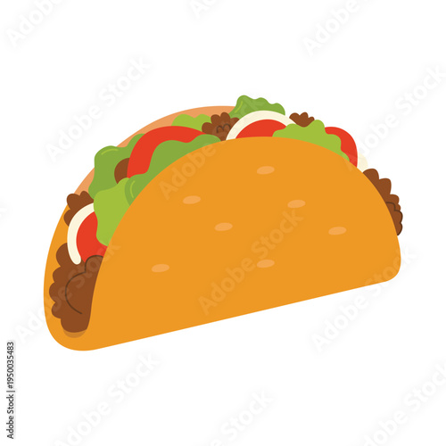 Doner with meat, salad, and vegetables. Traditional Turkish street food. Flat color vector illustration isolated on a white background
