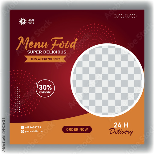 Food social media post and promotion banner design template