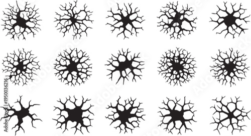 Black Wall Crack and Fracture Vector Set for Surface Damage
