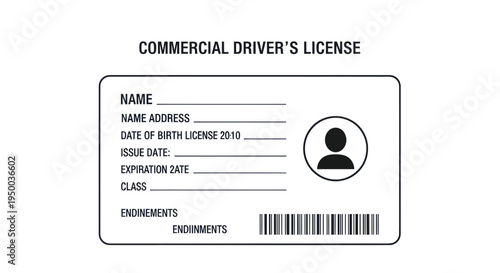 Commercial Driver's License Card - Vector Illustration