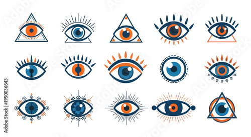 Mystic Eye Symbols Collection: Third Eye, All-Seeing Eye Icons, Esoteric & Occult Design Elements