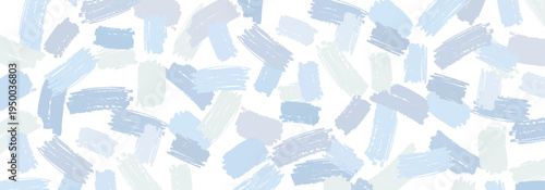 Abstract brush shapes banner in pastel tender blue colors