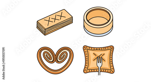 Puff Pastry Snack Line art modern bold abstract color illustration