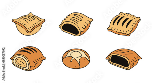 Puff Pastry Snack Line art creative modern abstract illustration