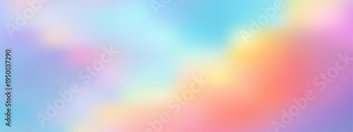 Dreamy pastel rainbow background with soft gradient colors. Magical unicorn-themed backdrop featuring gentle clouds and ethereal light effects for fantasy designs.