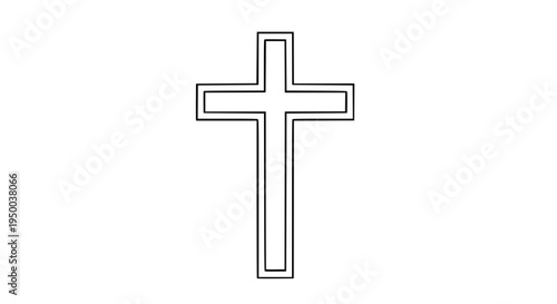 Simple Christian cross vector, clean lines, transparent background, minimalist style
