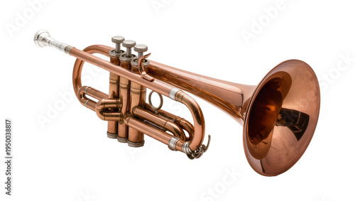 Fotografía Isolated professional copper colored brass trumpet instrument for classical musi
