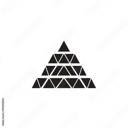 Geometric pyramid shape made of black triangles.