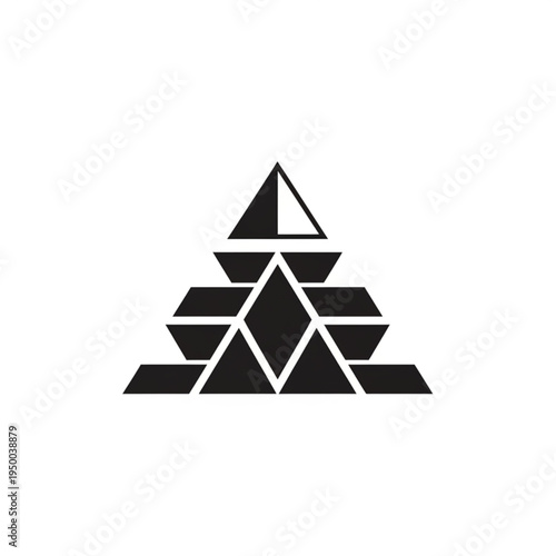 Geometric Pyramid Structure Abstract Symbol.
