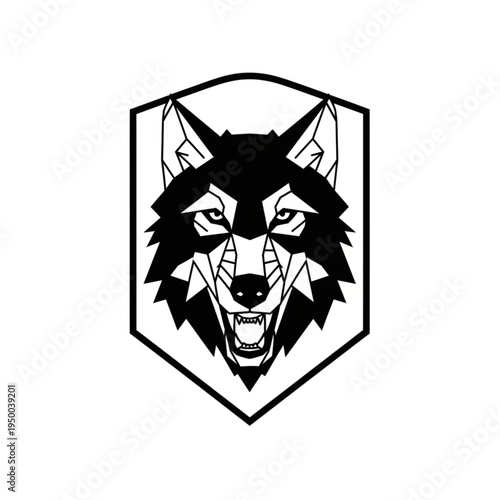 Geometric Wolf Head Emblem Logo Design.