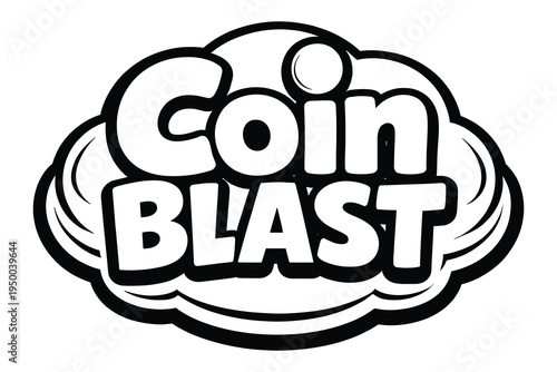 Creative bold typography design featuring an explosion effect with the words coin blast ideal for gaming apps and financial promotions