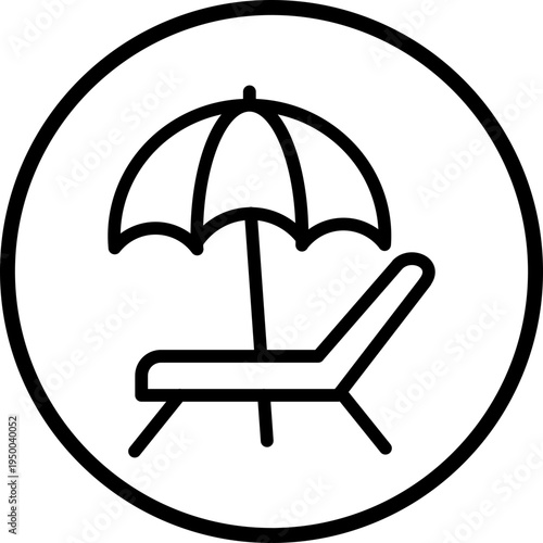 Beach Chair Line Icon Style