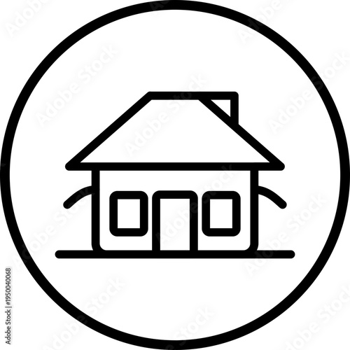Bungalow Line Icon Style