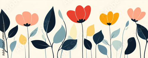Colorful Wildflowers in Modern Illustration