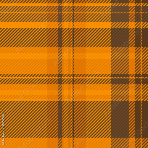 Quilted texture background check, rest fabric textile pattern. Bag vector seamless plaid tartan in orange and bright colors.