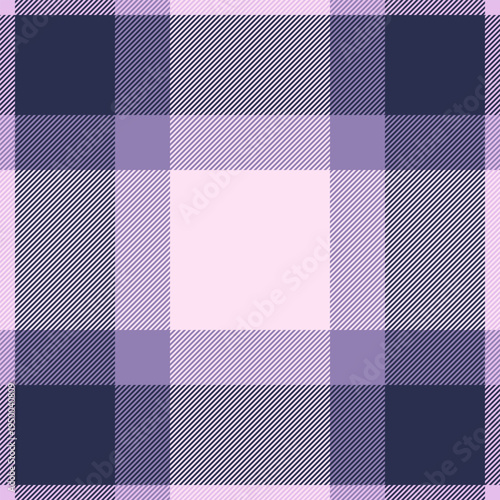 Teen pattern check vector, hobby tartan texture seamless. Geometric plaid fabric textile background in blue and pink lace colors.