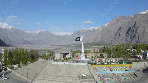 Aerial Drone View of Martyrs Monument in Skardu
Scenic Daytime Landscape, Gilgit-Baltistan, Pakistan