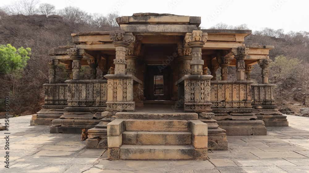 Fototapeta premium Ancient Ruin Lord Shiva Temple Near Bateshwar Group of Temples, Morena, Madhya Pradesh, India.