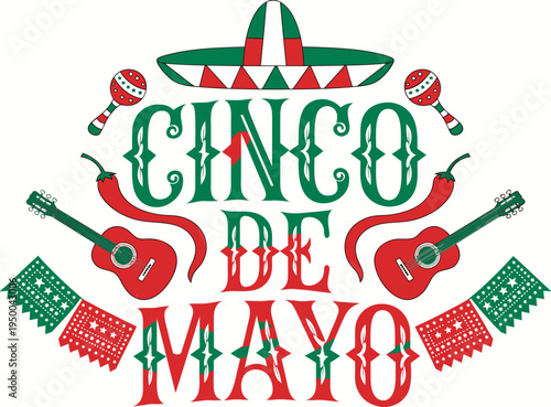 Cinco de Mayo Mexican Festival 5 de mayo celebration Cinco de Mayo holiday celebration illustration.