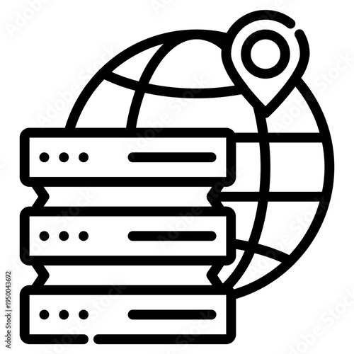ip address. This is a vector single icon with a dashed line style. It is suitable for various purposes, including website design, mobile app design, and logo design.