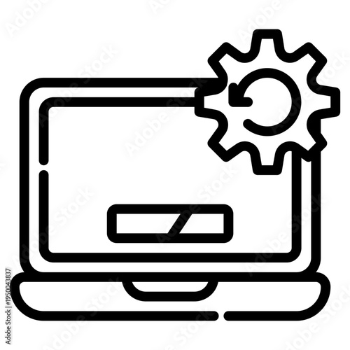 Software Update. This is a vector single icon with a dashed line style. It is suitable for various purposes, including website design, mobile app design, and logo design.