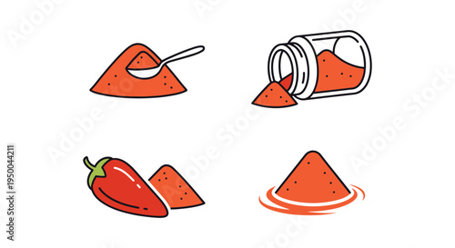 Sweet Paprika Powder Line art dynamic vibrant abstract color vector