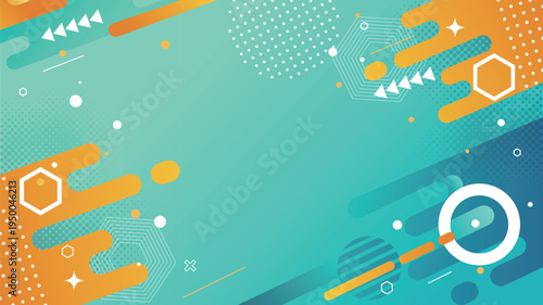 Vibrant abstract Memphis style geometric background with a modern feel