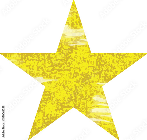 Golden star shines with textured, glittery surface
