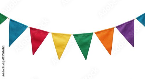 Fotografía Colorful triangle bunting garland on transparent background