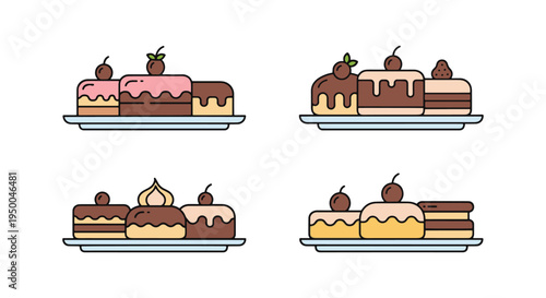 Sweet Platter Line art vector modern dynamic abstract color