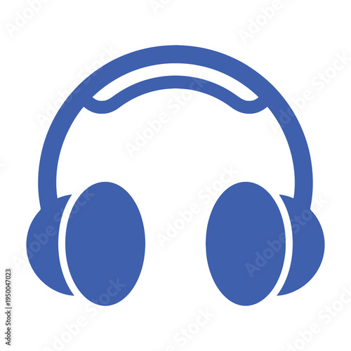 Blue headphones icon on white background