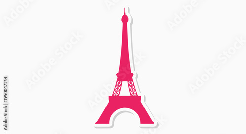 Pink Eiffel Tower Silhouette Icon, Paris Landmark, Travel Symbol, Vector Graphic