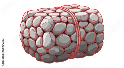 Stone Bundle with Red Tie, Isolated on White Background