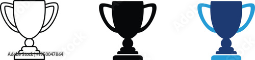Achievement trophy icon showing victory award and successful competition win. Professional illustration for sports championship honors, corporate recognition programs, academic excellence rewards.