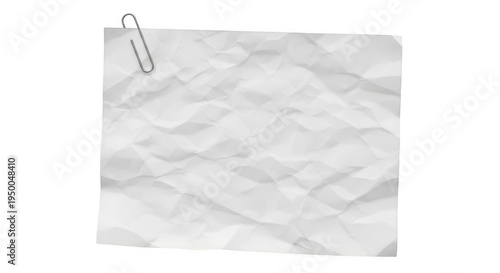 A single piece of white paper with heavy creases and a small black paperclip attached to the top