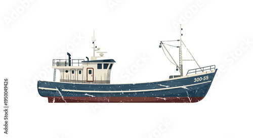 Fishing trawler boat illustration
