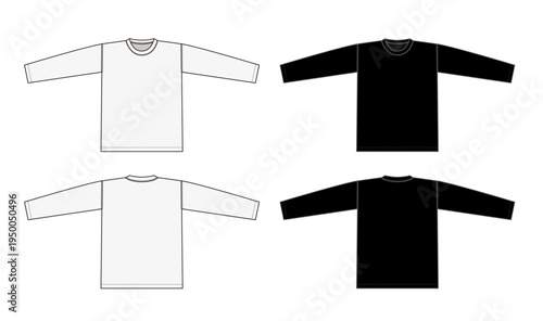 Long sleeve t-shirt template  vector illustration (front and back)