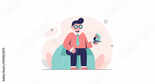 Man in glasses holding a small object on a tray